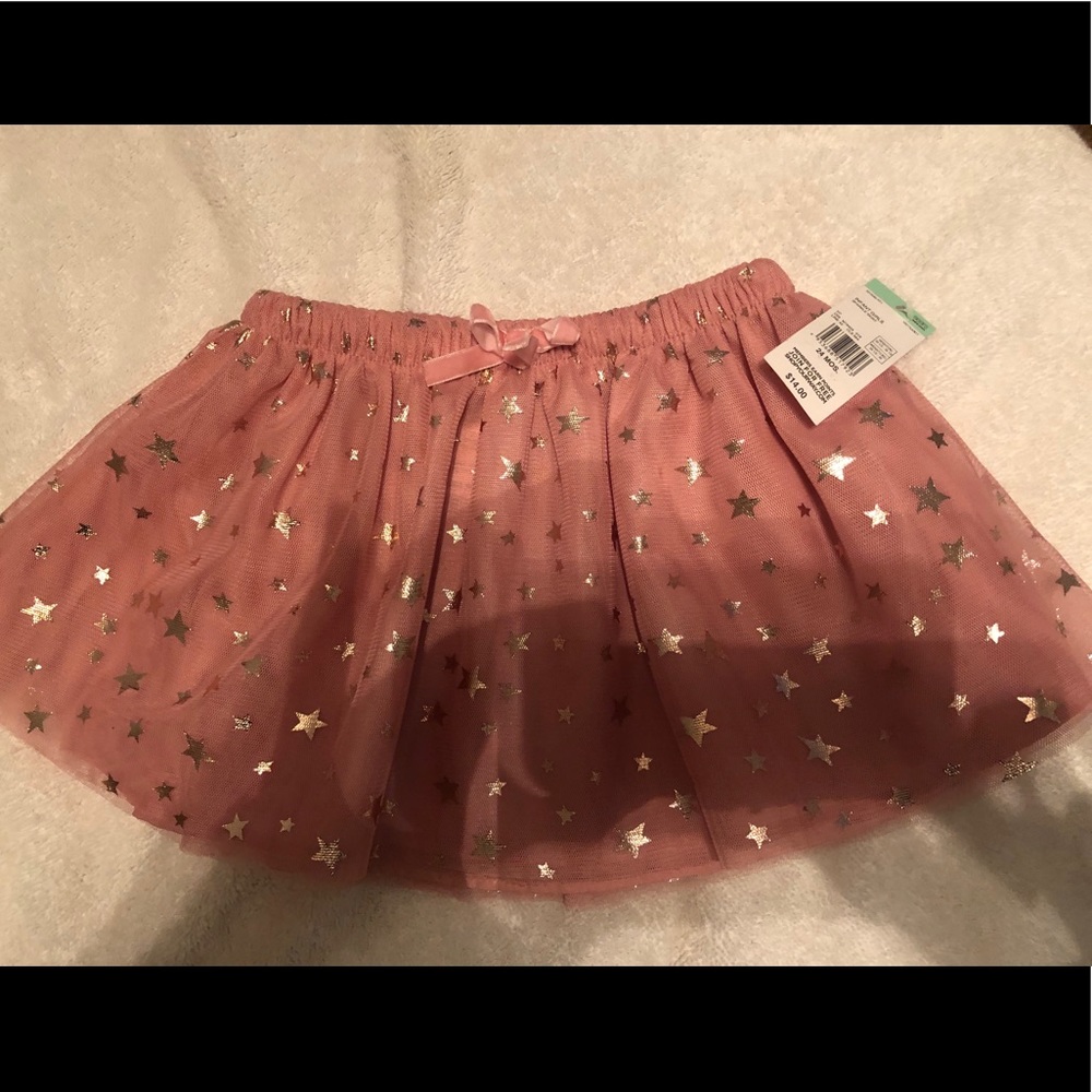 Pink Tutu Style Skirt Pink w/gold stars 12m or 24m
